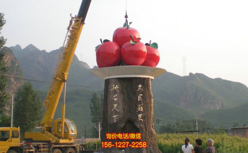 乡村农场卡通玻璃钢钢苹果雕塑