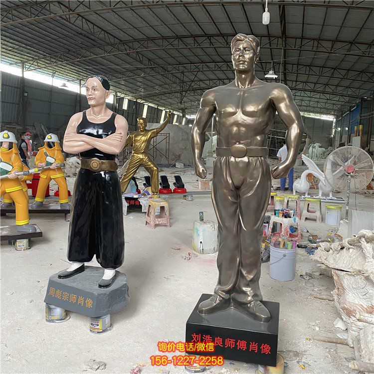 玻璃钢人物塑像，仿铜人物和彩绘人物