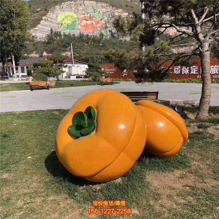 柿子，玻璃钢仿真果蔬雕塑