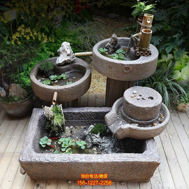 老旧石槽鱼缸石头鱼池水缸养鱼花盆户外庭院石磨青石流水景观 老旧石槽鱼缸石头鱼池水缸养鱼花盆户外庭院石磨青石流水景观