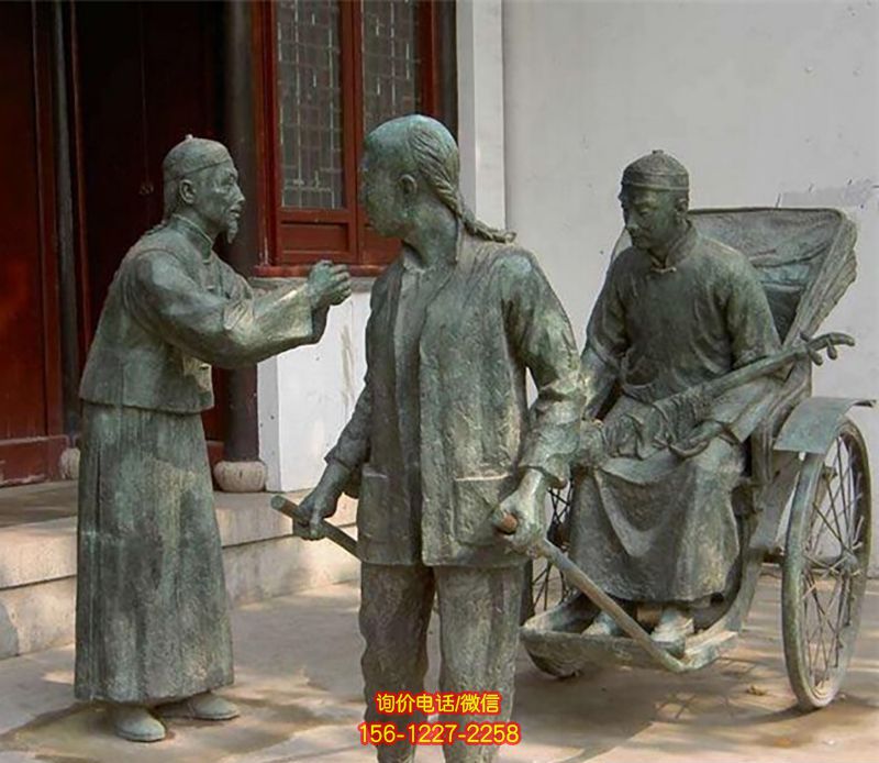 景区广场车夫拉人仿古做旧观景小品青铜雕塑 景区广场车夫拉人仿古做旧观景小品青铜雕塑