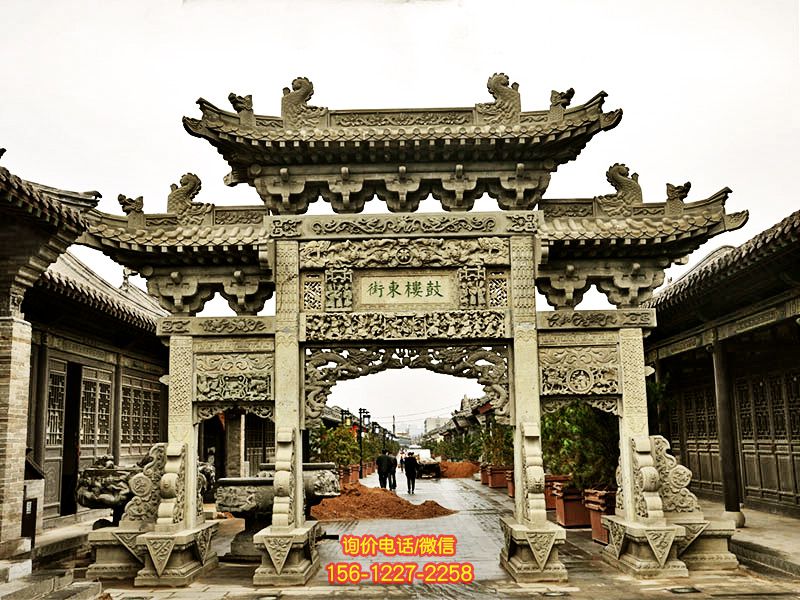 鼓楼景区步行街三门三楼石牌坊 鼓楼景区步行街三门三楼石牌坊