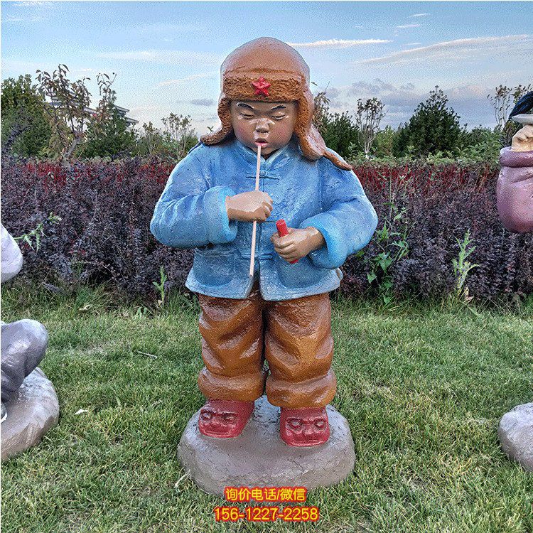 玻璃钢小孩子，吹泡泡的小娃娃