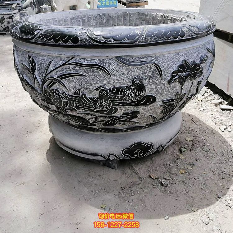 批量定制青石石雕花盆鱼缸 仿古做旧户外园林广场装饰石花盆_5803 批量定制青石石雕花盆鱼缸 仿古做旧户外园林广场装饰石花盆_5803