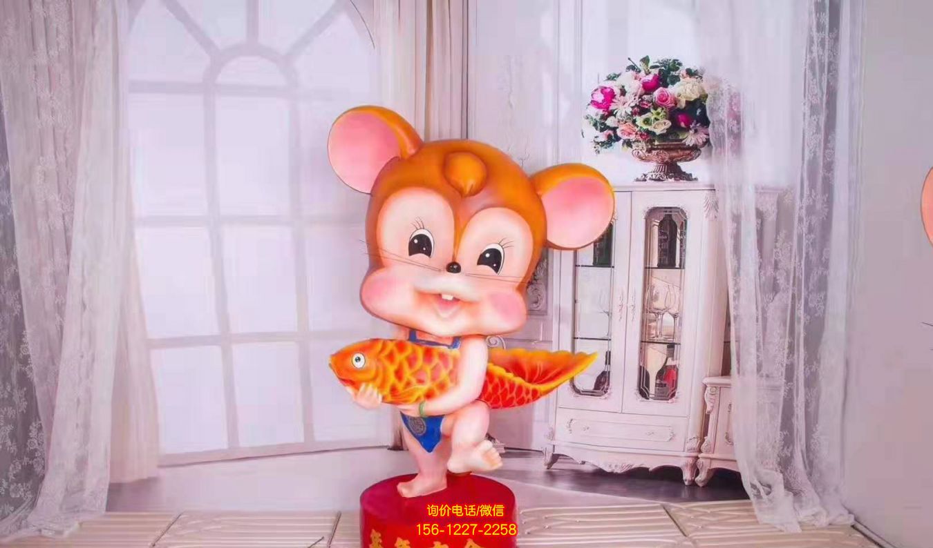玻璃钢彩绘室内装饰园林景观老鼠雕塑 玻璃钢彩绘室内装饰园林景观老鼠雕塑