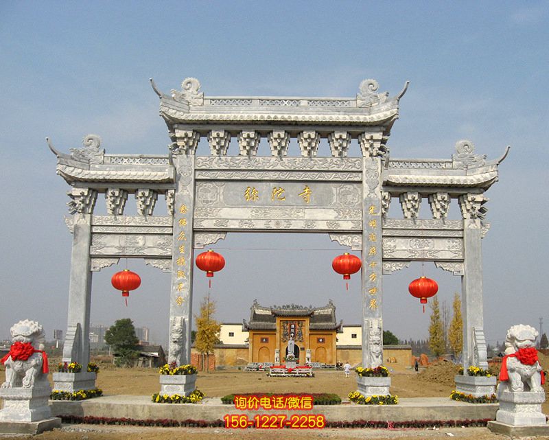 寺院景区新款青石牌坊山门石雕 寺院景区新款青石牌坊山门石雕
