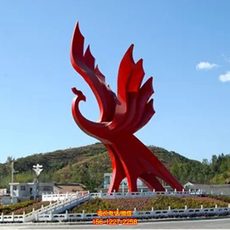 广场不锈钢抽象喷漆烤漆凤凰雕塑 广场不锈钢抽象喷漆烤漆凤凰雕塑