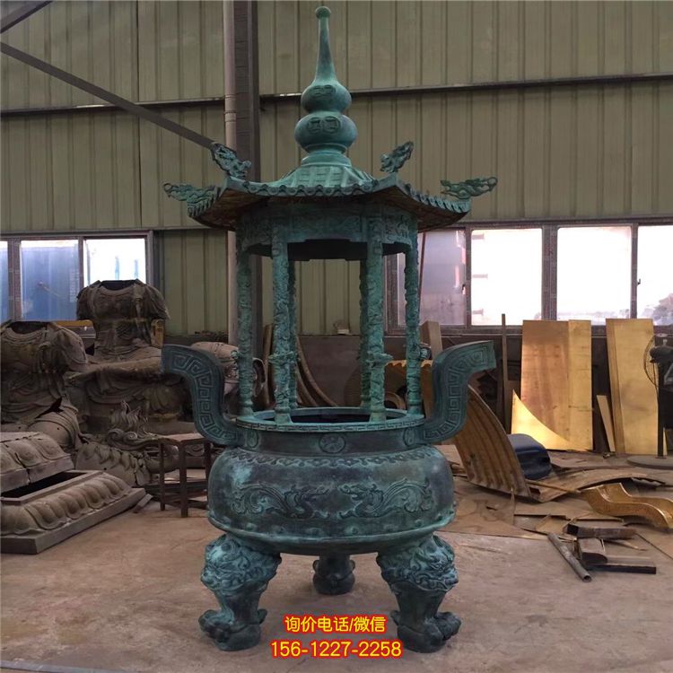 景区寺院仿古做旧元宝香炉青铜雕塑 景区寺院仿古做旧元宝香炉青铜雕塑