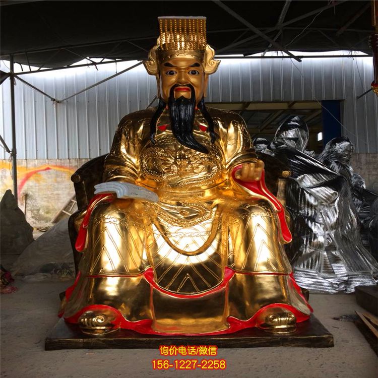 不锈钢镜面喷金烤漆寺庙景区判官雕塑 不锈钢镜面喷金烤漆寺庙景区判官雕塑