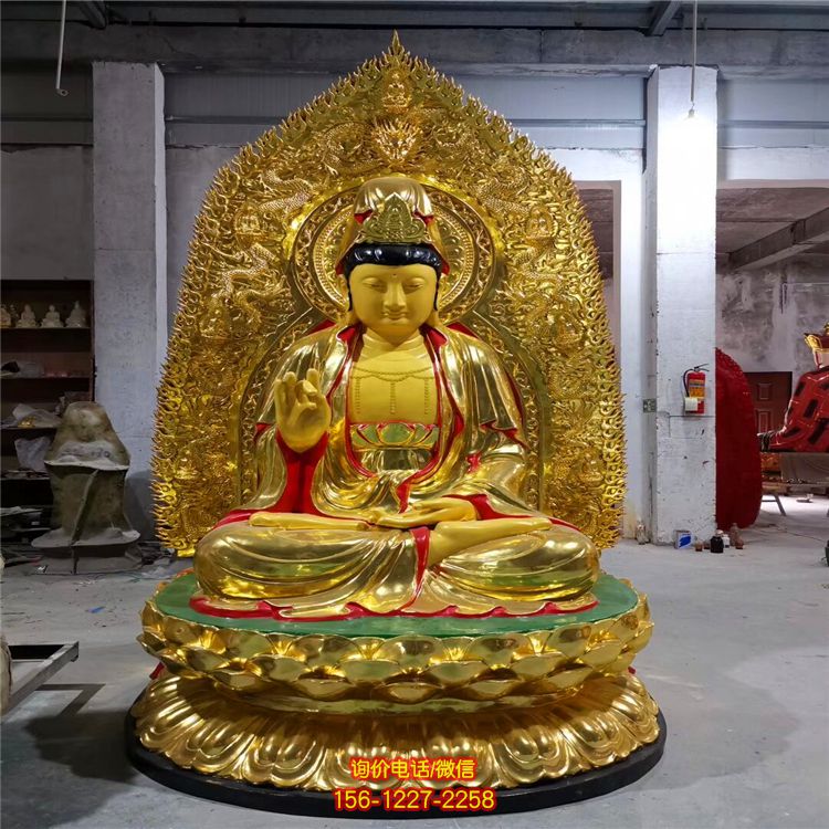 不锈钢喷金烤漆大型寺庙景观观音雕塑 不锈钢喷金烤漆大型寺庙景观观音雕塑