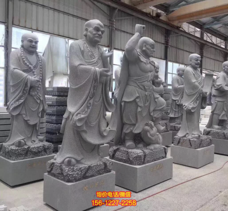 十八罗汉系列佛像，花岗岩18罗汉像