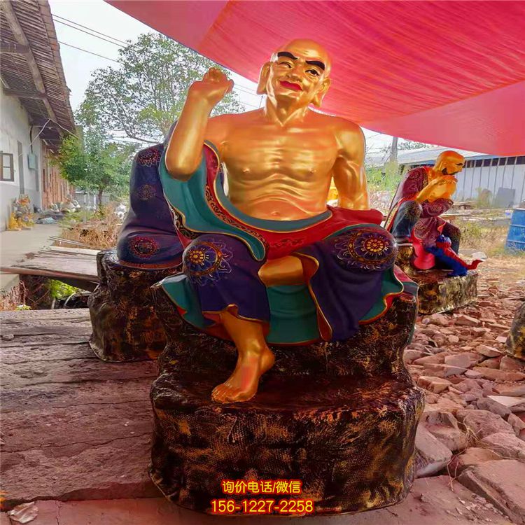玻璃钢彩绘景区寺庙大型十八罗汉雕塑 玻璃钢彩绘景区寺庙大型十八罗汉雕塑