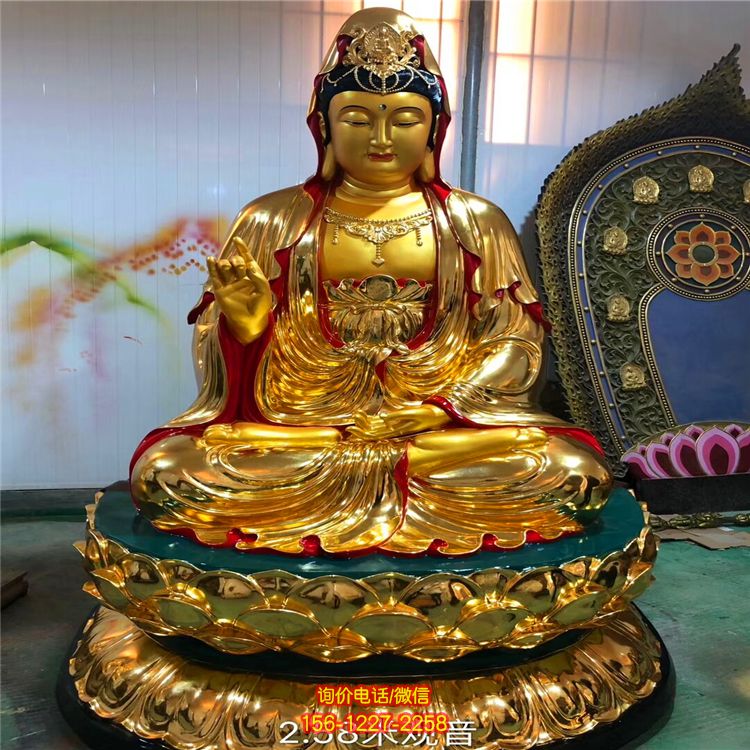 不锈钢漆金大型景观寺庙观音雕塑 不锈钢漆金大型景观寺庙观音雕塑
