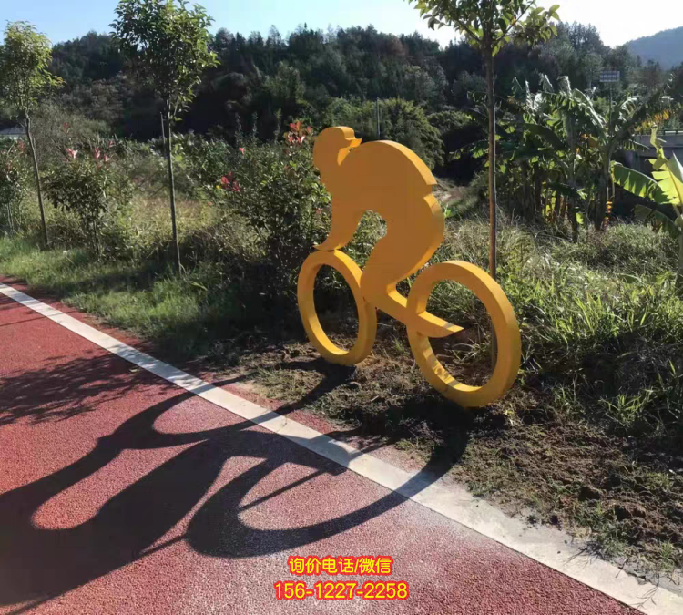 铁艺剪影人物，骑行人物，骑自行车的抽象人物