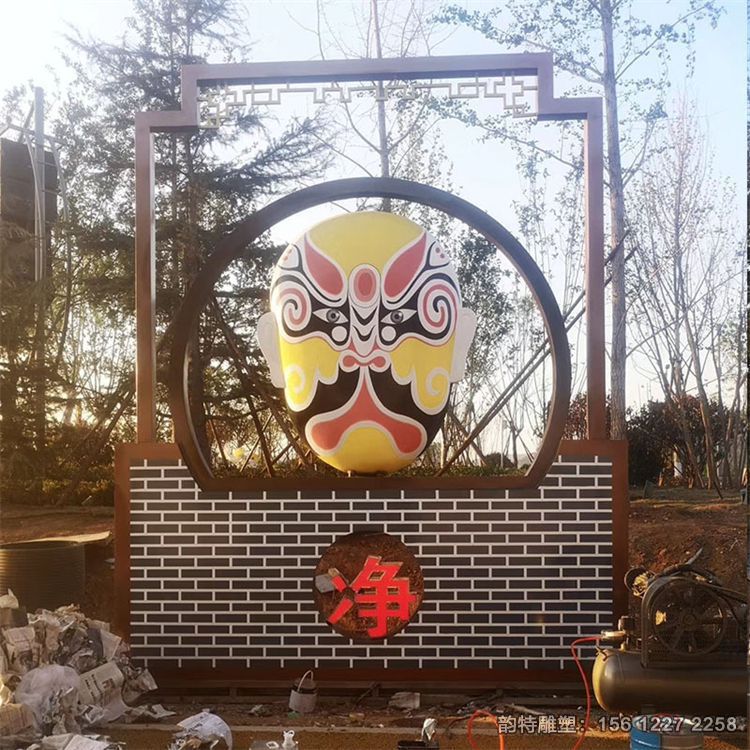 玻璃钢戏曲脸谱雕塑 玻璃钢戏曲脸谱雕塑