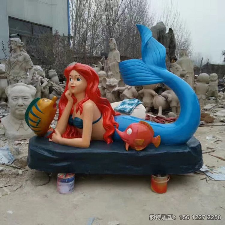 玻璃钢美人鱼雕塑 玻璃钢美人鱼雕塑