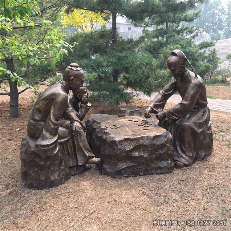 玻璃钢古代人物下象棋雕塑,传统下象棋雕塑厂家 玻璃钢古代人物下象棋雕塑,传统下象棋雕塑厂家