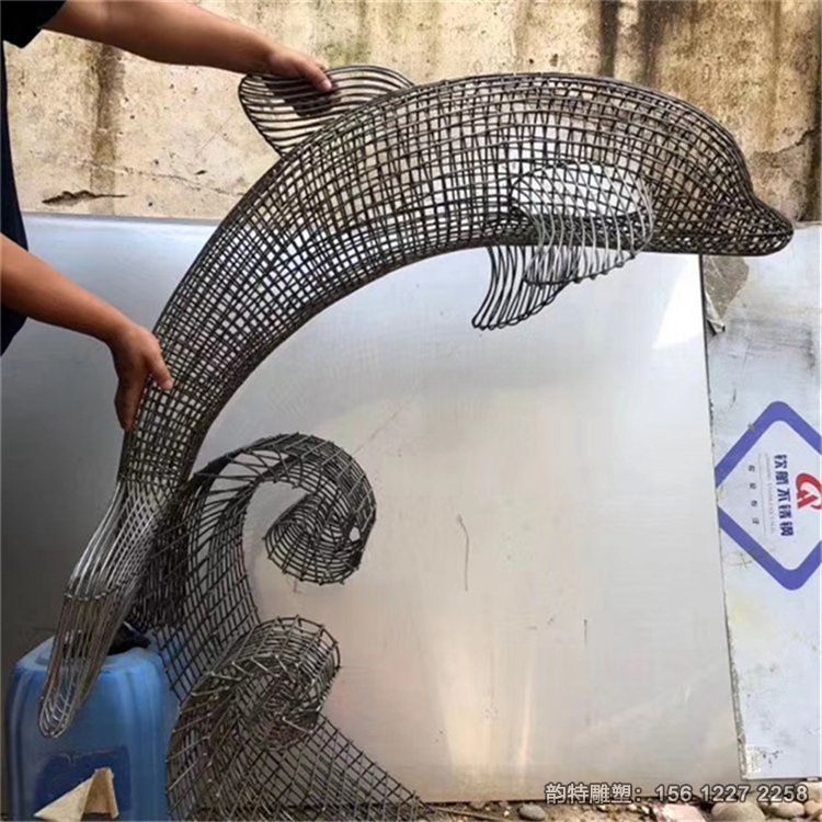 不锈钢海豚雕塑44