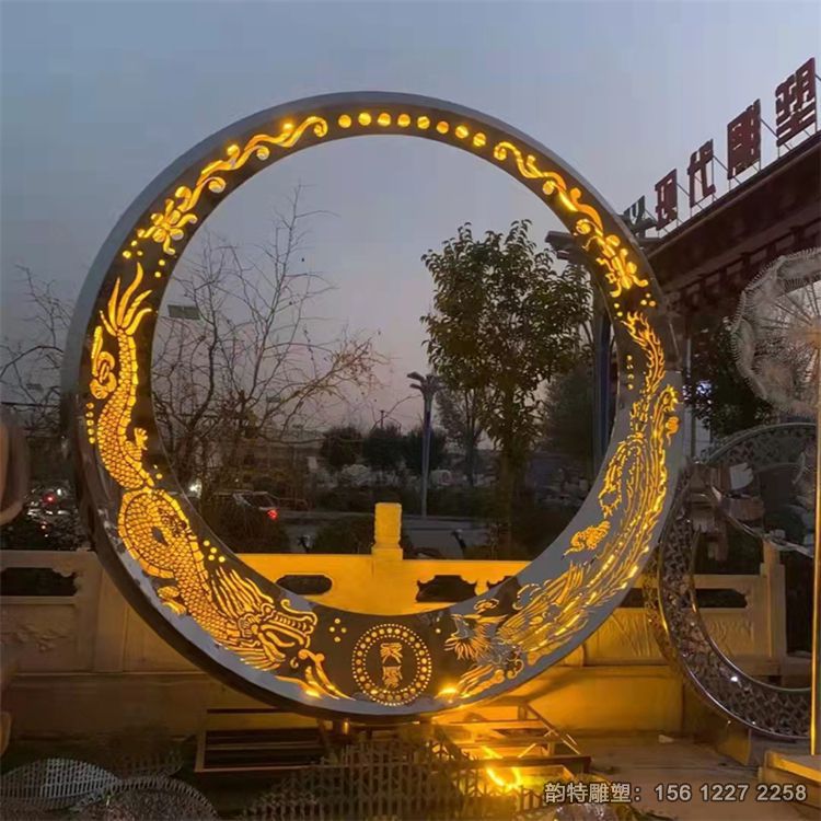 不锈钢镜面月亮雕塑,发光圆环月亮雕塑加工厂 不锈钢镜面月亮雕塑,发光圆环月亮雕塑加工厂