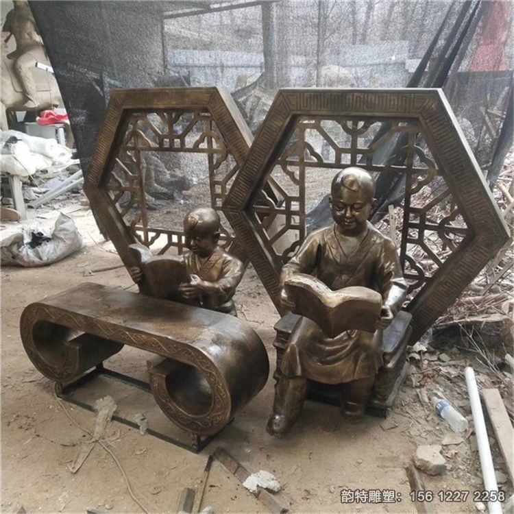 古代读书人物雕塑,玻璃钢读书小孩雕塑 古代读书人物雕塑,玻璃钢读书小孩雕塑