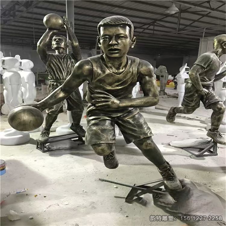 玻璃钢打篮球雕塑,体育运动主题雕塑 玻璃钢打篮球雕塑,体育运动主题雕塑