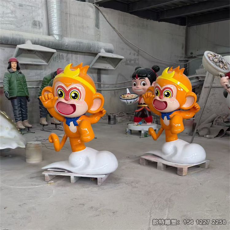 彩绘卡通猴子雕塑 网红打卡玻璃钢卡通雕塑 彩绘卡通猴子雕塑 网红打卡玻璃钢卡通雕塑