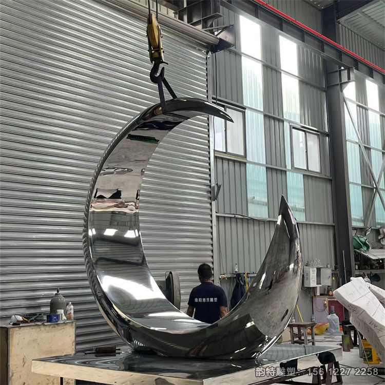 不锈钢月亮雕塑模型 广场圆环月亮定制