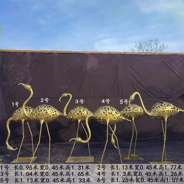 不锈钢火烈鸟雕塑 户外园林火烈鸟摆件