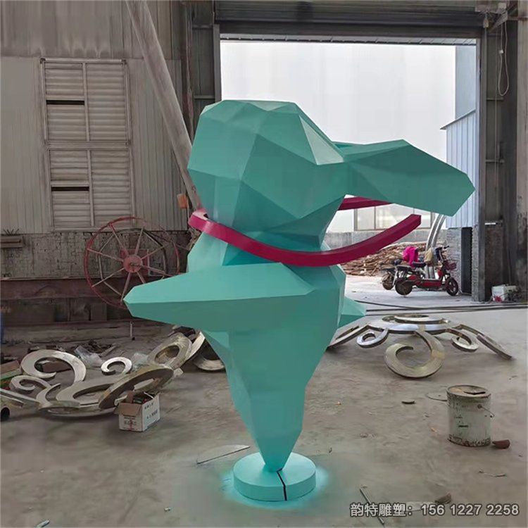 几何切面不锈钢兔子雕塑 户外大型迎宾兔子定制