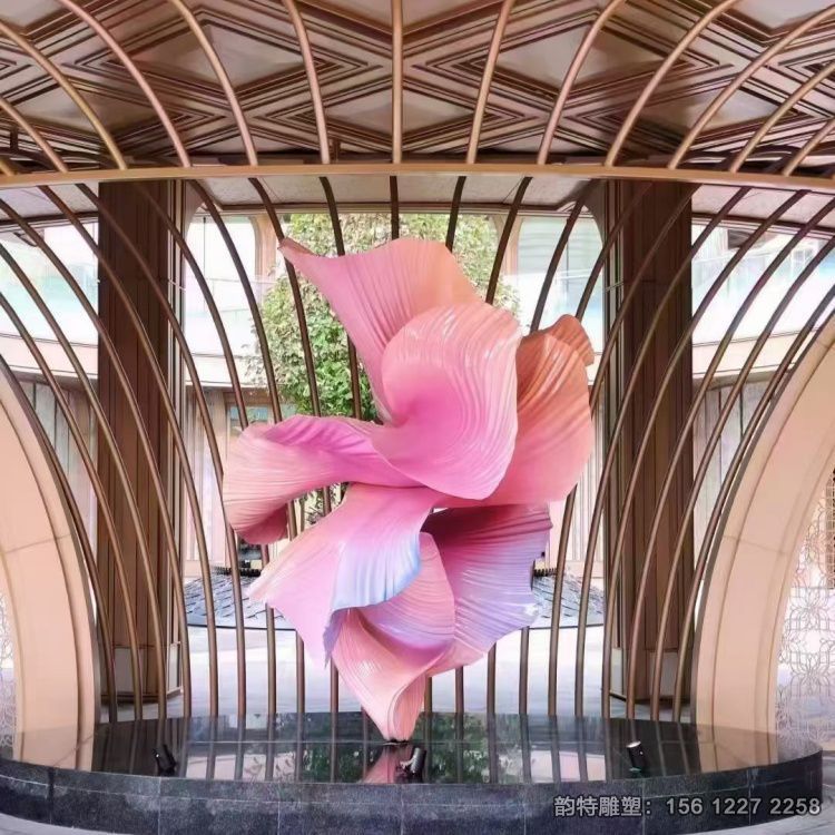 房地产不锈钢花朵雕塑 抽象大型发光花定制
