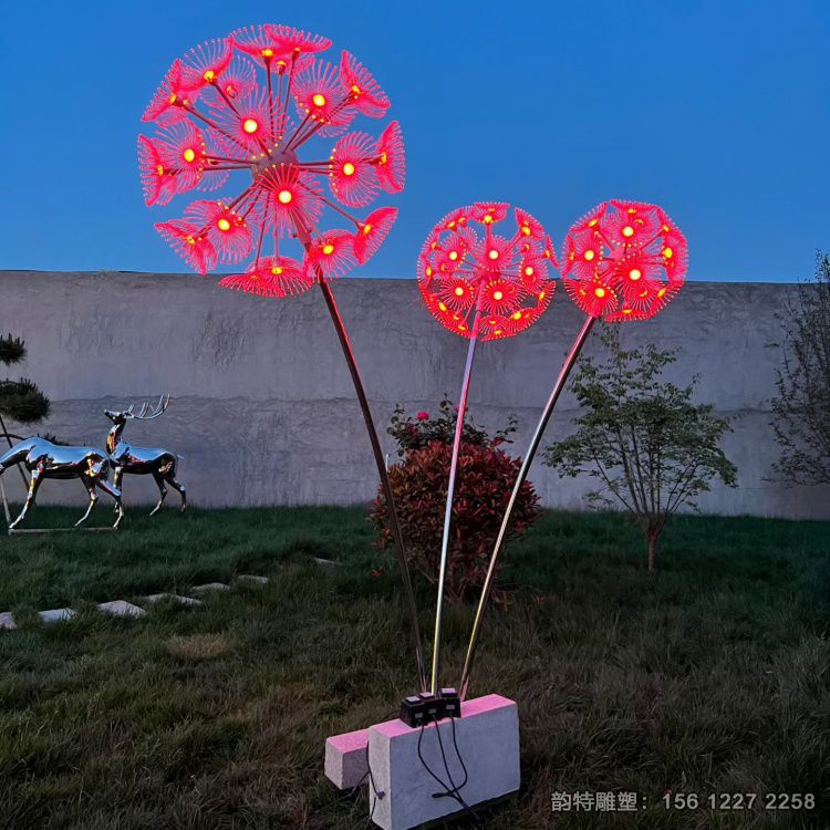 发光蒲公英雕塑 灯光有单色也有多色有亮色也有暖色