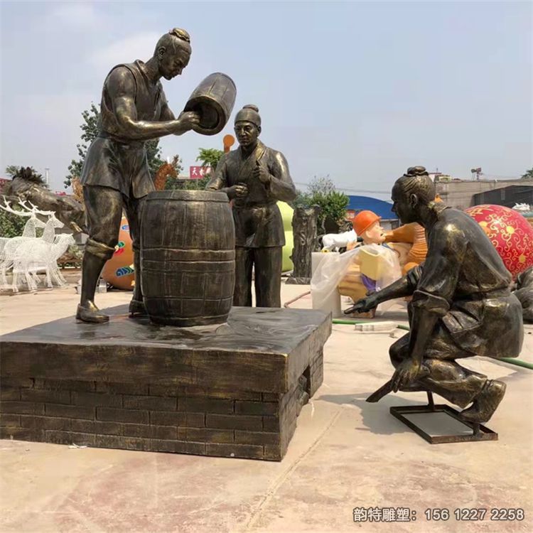 关于酒文化雕塑图片 喝酒酿酒卖酒人物雕像