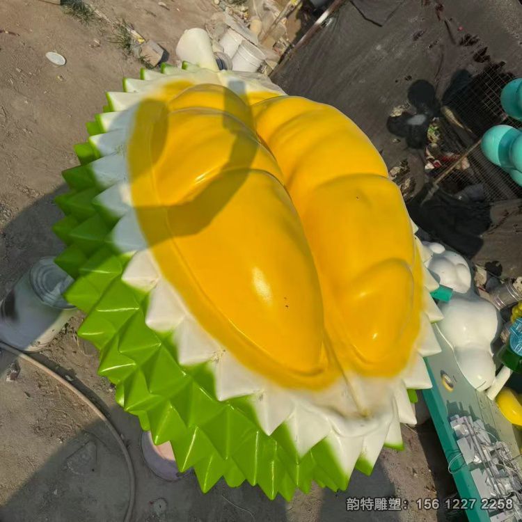 发光玻璃钢榴莲雕塑 水果榴莲雕塑定制